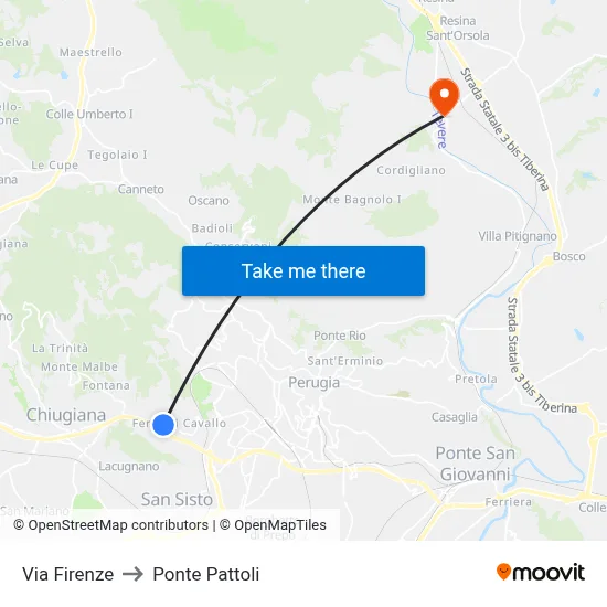 Firenze Street to Pattoli Bridge map