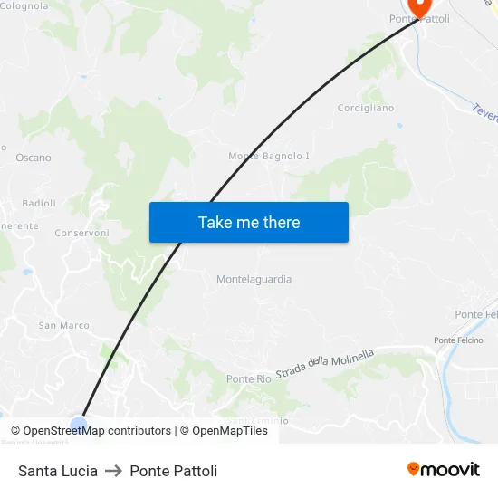 Saint Lucy to Pattoli Bridge map