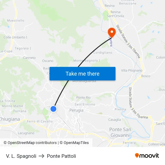 L. Spagnoli Street to Pattoli Bridge map