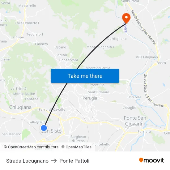 Lacugnano Street to Pattoli Bridge map