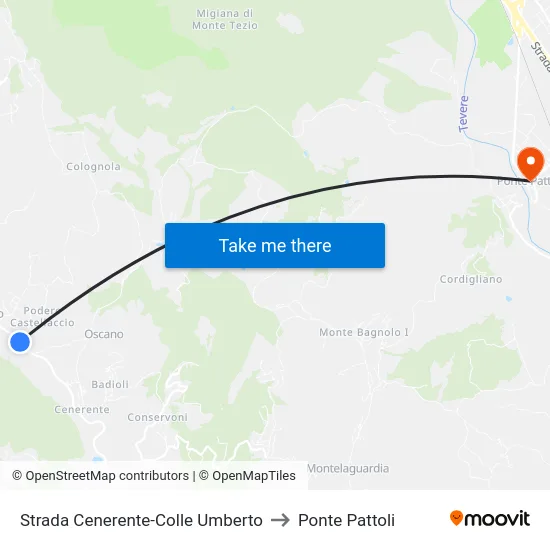 Strada Cenerente-Colle Umberto to Ponte Pattoli map