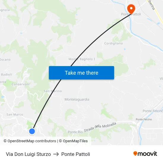 Don Luigi Sturzo Street to Pattoli Bridge map