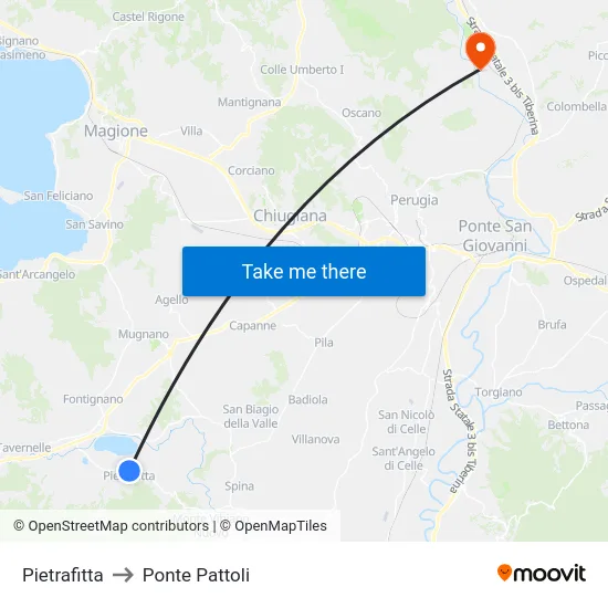 Pietrafitta to Ponte Pattoli map