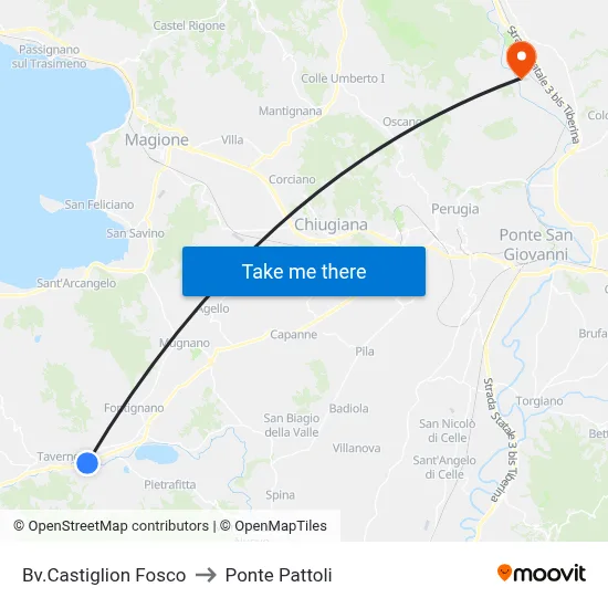 Castiglion Fosco Junction to Pattoli Bridge map