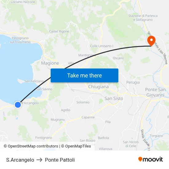 S.Arcangelo to Ponte Pattoli map
