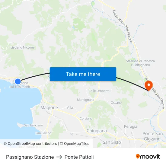 Passignano Stazione to Ponte Pattoli map
