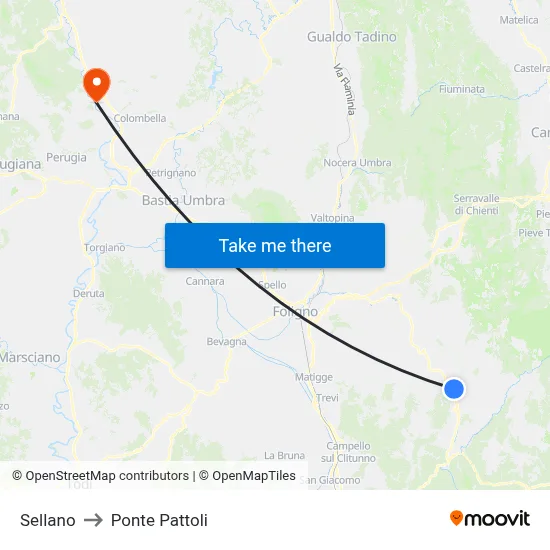 Sellano to Pattoli Bridge map