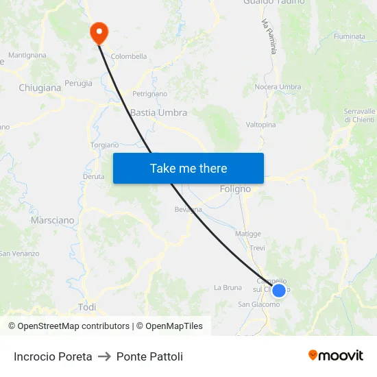 Incrocio Poreta to Ponte Pattoli map