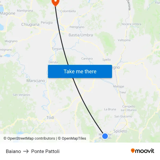 Baiano to Pattoli Bridge map