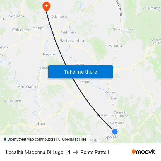 Località Madonna Di Lugo 14 to Ponte Pattoli map
