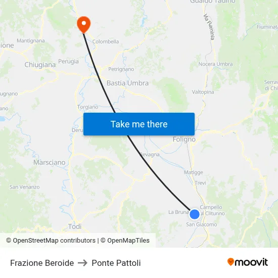 Frazione Beroide to Ponte Pattoli map