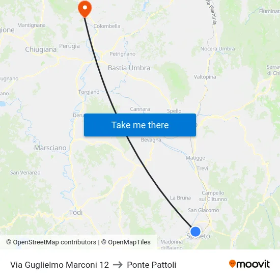 Via Guglielmo Marconi 12 to Ponte Pattoli map