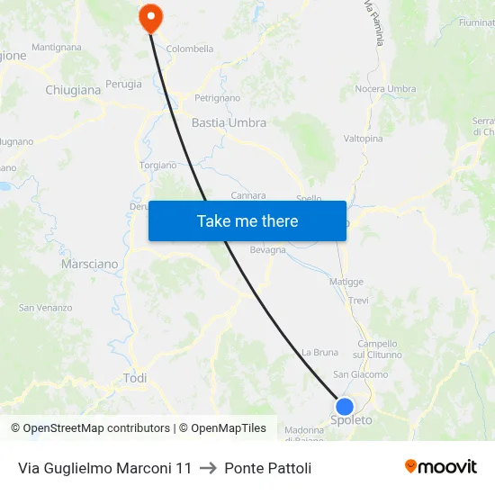 Guglielmo Marconi Street 11 to Pattoli Bridge map