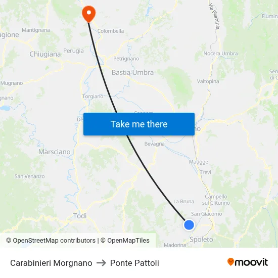 Morgnano Carabinieri to Pattoli Bridge map