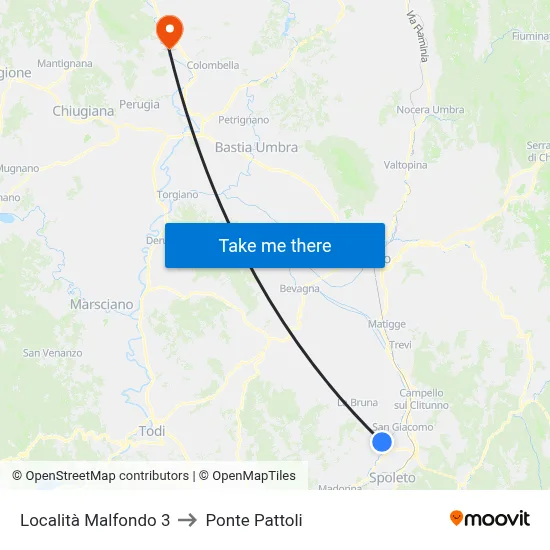 Malfondo Location 3 to Pattoli Bridge map