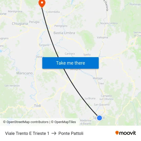 Viale Trento E Trieste 1 to Ponte Pattoli map