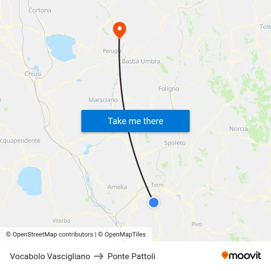 Vascigliano Locality to Pattoli Bridge map