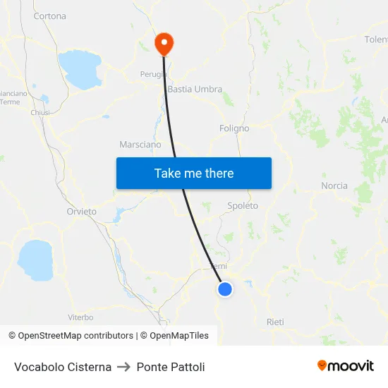 Cisterna Hamlet to Pattoli Bridge map