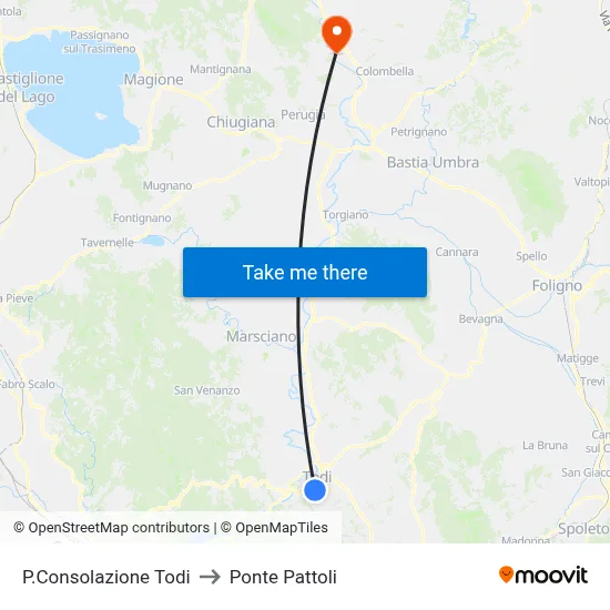Todi Consolation Square to Pattoli Bridge map