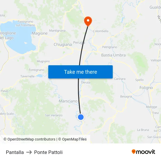 Pantalla to Ponte Pattoli map