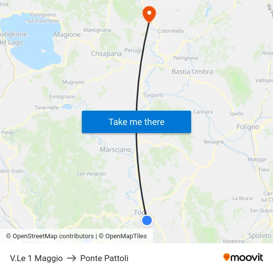 V.Le 1 Maggio to Ponte Pattoli map