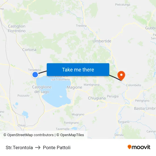 Str.Terontola to Ponte Pattoli map