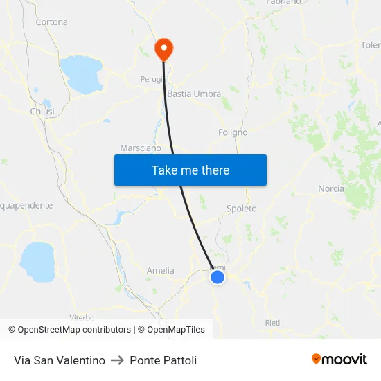 San Valentino Street to Pattoli Bridge map