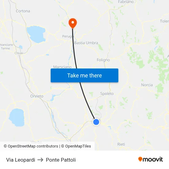 Via Leopardi to Ponte Pattoli map