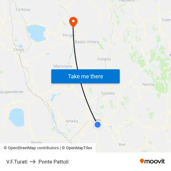 Via F. Turati to Pattoli Bridge map
