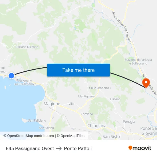 E45 Passignano Ovest to Ponte Pattoli map