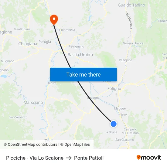 Picciche - Via Lo Scalone to Pattoli Bridge map
