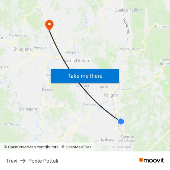 Trevi to Pattoli Bridge map