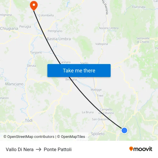 Vallo Di Nera to Ponte Pattoli map