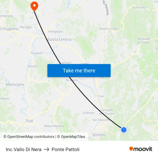 Vallo Di Nera Junction to Pattoli Bridge map