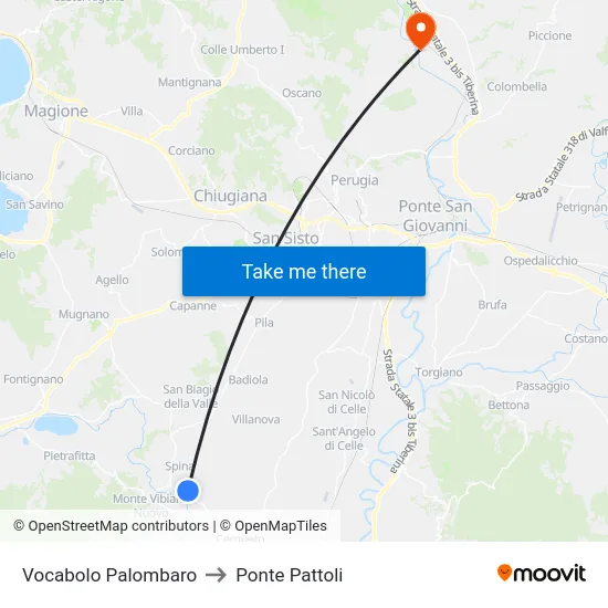 Vocabolo Palombaro to Ponte Pattoli map
