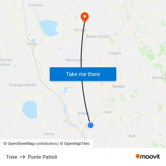 Treie to Pattoli Bridge map