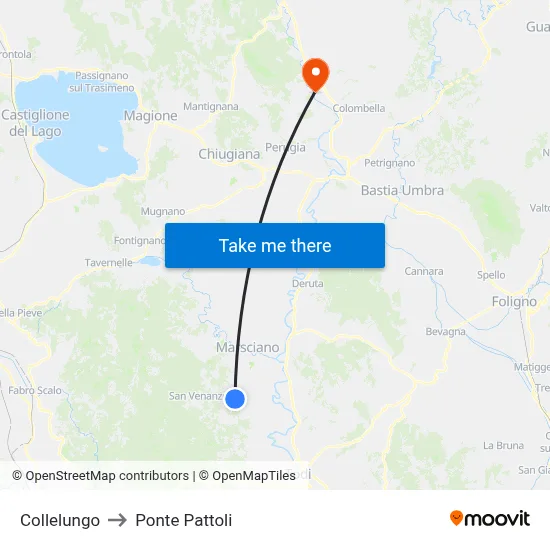 Collelungo to Pattoli Bridge map