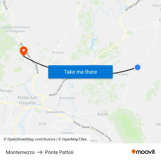 Montemezzo to Ponte Pattoli map