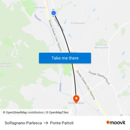 Solfagnano-Parlesca to Ponte Pattoli map