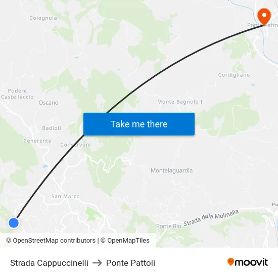 Strada Cappuccinelli to Ponte Pattoli map