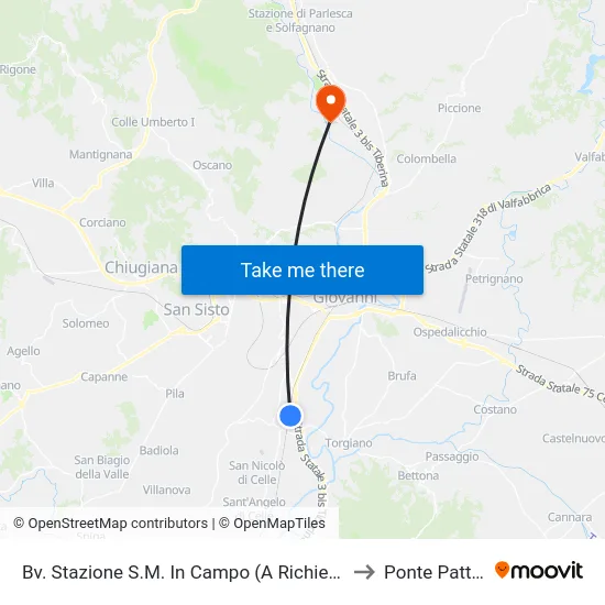 Bv. Stazione S.M. In Campo (A Richiesta) to Ponte Pattoli map