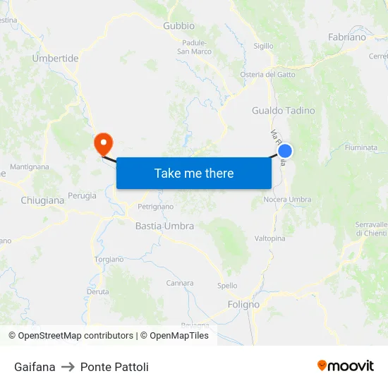 Gaifana to Ponte Pattoli map