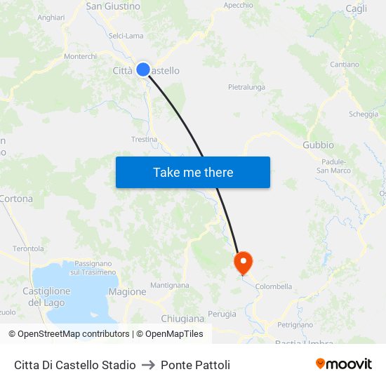 Citta' Di Castello Stadio to Ponte Pattoli map