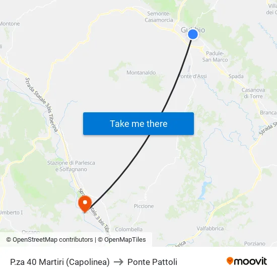 P.za 40 Martiri (Capolinea) to Ponte Pattoli map