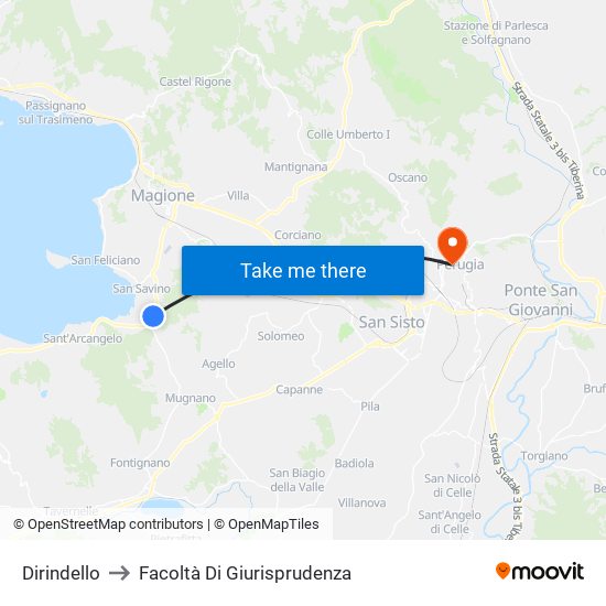 Dirindello to Facoltà Di Giurisprudenza map