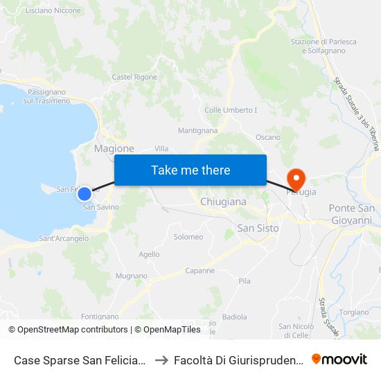 Case Sparse San Feliciano to Facoltà Di Giurisprudenza map