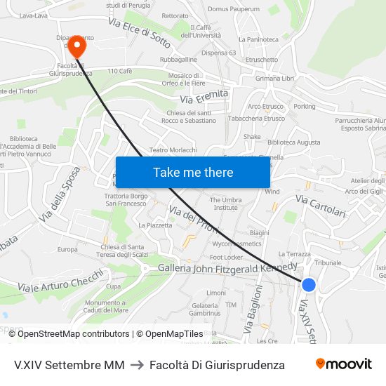 V.X​I​V Settembre M​M to Facoltà Di Giurisprudenza map