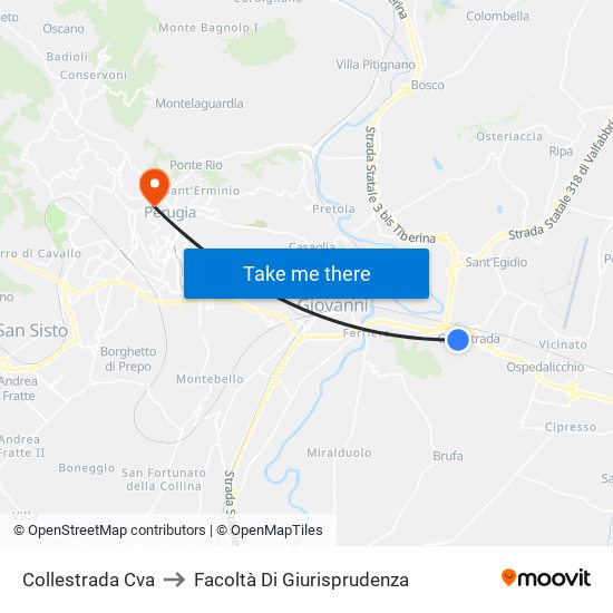 Collestrada Cva to Facoltà Di Giurisprudenza map