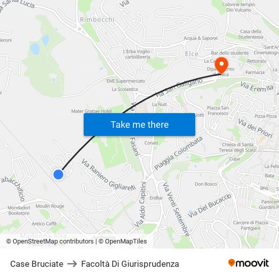 Case Bruciate to Facoltà Di Giurisprudenza map