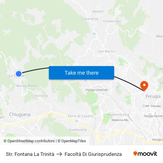 Str. Fontana La Trinità to Facoltà Di Giurisprudenza map